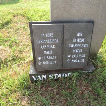 STADEN M.S.F., van 1913-2000 :: VAN STADEN Johannes Jurie 1935-2009