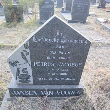 VUUREN Petrus Jacobus, Jansen van 1925-1986