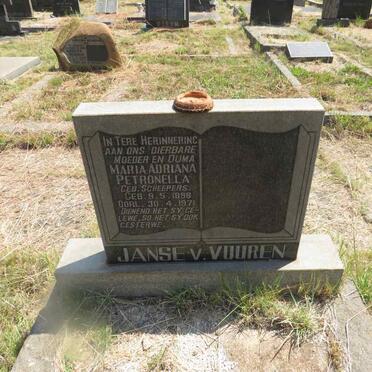 VUUREN Maria Adriana Petronella, Janse v. nee SCHEEPERS 1898-1971