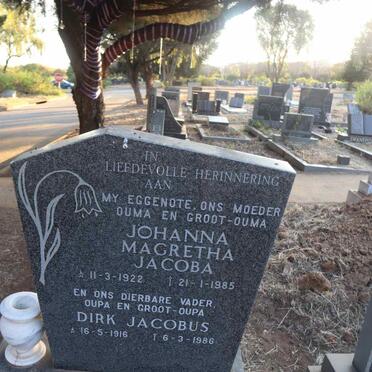 WOLMARANS Dirk Jacobus 1916-1986 & Johanna Magretha Jacoba 1922-1985