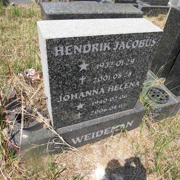 WEIDEMAN Hendrik Jacobus 1932-2001 & Johanna Helena 1940-2006