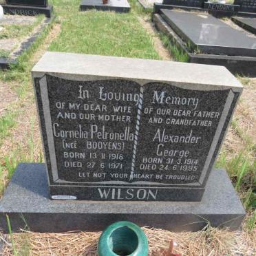 WILSON Alexander George 1914-1995 & Cornelia Petronella BOOYENS 1918-1971
