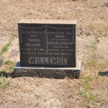 WILLEMSE Barend Mettheus 1928-1982 &amp; Doreen Elizabeth COLLINS 1929-1964