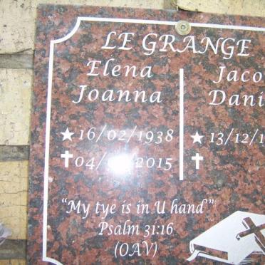 GRANGE Jacob Daniel, le 1934- &amp; Elena Joanna 1938-2015
