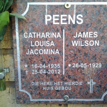 PEENS James Wilson 1929- &amp; Catharina Louisa Jacomina 1935-2012