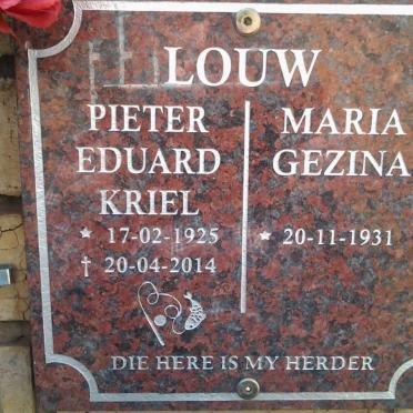 LOUW Pieter Eduard Kriel 1925-2014 &amp; Maria Gezina 1931-