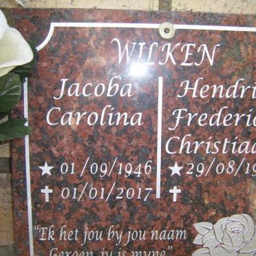 WILKEN Hendrik Frederick Christiaan 1958- &amp; Jacoba Carolina 1946-2017