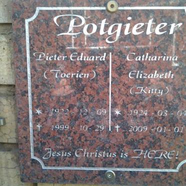POTGIETER Pieter Eduard 1922-1999 &amp; Catharina Elizabeth 1924-2009