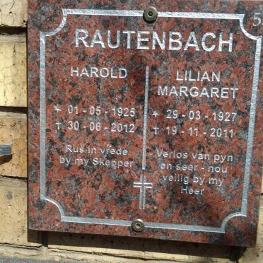 RAUTENBACH Harold 1925-2012 &amp; Lilian Margaret 1927-2011