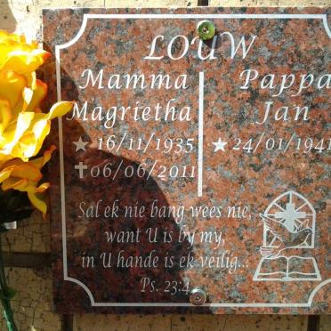 LOUW Jan 1941- &amp; Magrietha 1935-2011
