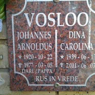 VOSLOO Johannes Arnoldus 1920-1977 :: VOSLOO Dina Carolina 1939-2011