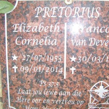 PRETORIUS Francois Van Deventer 1949- &amp; Elizabeth Cornelia 1953-2014
