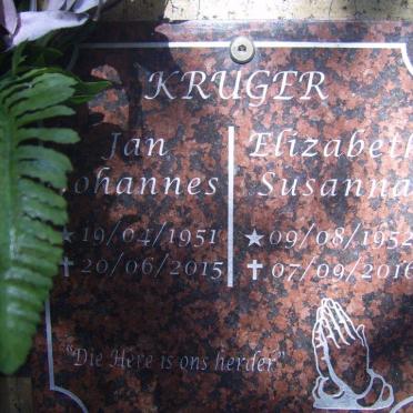 KRUGER Jan Johannes 1951-2015 &amp; Elizabeth Susanna 1952-2016