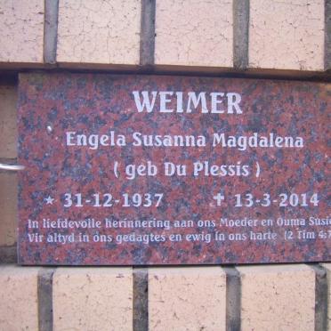 WEIMER Engela Susanna Magdalena nee DU PLESSIS 1937-2014