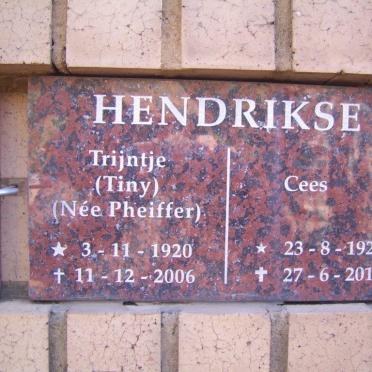 HENDRIKSE Cees 1921-2014 &amp; Trijntje PHEIFFER 1920-2006