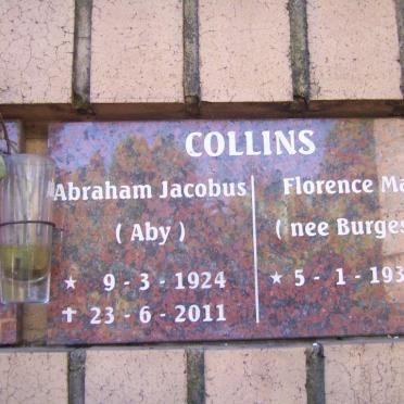 COLLINS Abraham Jacobus 1924-2011 &amp; Florence May BURGESS 1935-