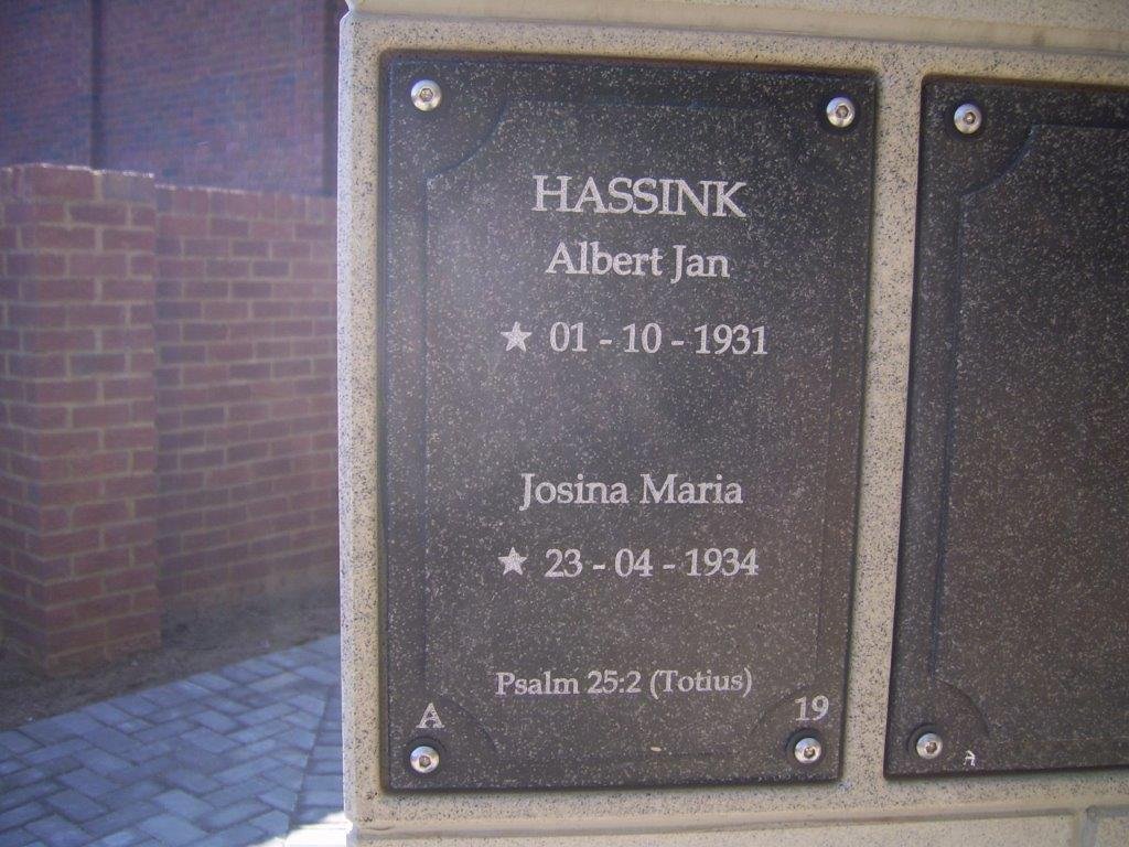 HASSINK Albert Jan 1931- &amp; Josina Maria 1934-