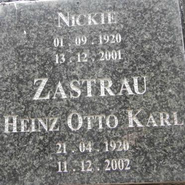 ZASTRAU Heinz Otto Karl 1920-2002 &amp; Nickie 1920-2001