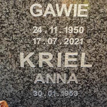 KRIEL Gawie 1950-2021 &amp; Anna 1953-