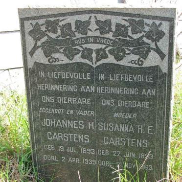 CARSTENS Johannes H. 1893-1939 &amp; Susanna H.E. 1893-1963