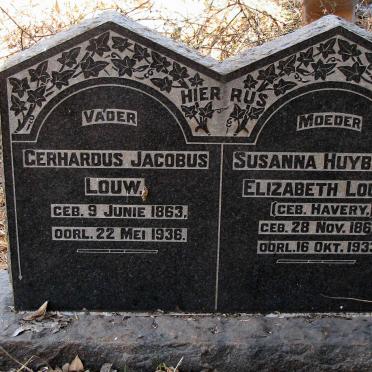 LOUW Gerhardus Jacobus 1863-1936 &amp; Susanna Huybrech Elizabeth HAVERY 1866-1933
