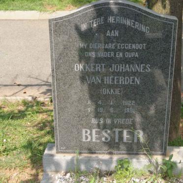 BESTER Okkert Johannes Van Heerden 1922-1991