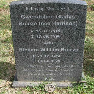 BREEZE Richard William 1914-1979 &amp; Gwendoline Gladys HARRISON 1915-1990