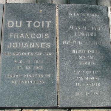 TOIT Francois Johannes, du 1931-1995 :: LANGFORD Alan Michael 1947-1994