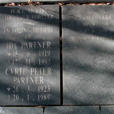PARTNER Cyril Peter 1923-1989 &amp; Ida 1919-1993 :: EHLERS Erich 1920-1989