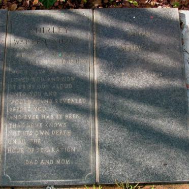 SHIRLEY Warren 1970-1991 &amp; Nicole 1972-1991 :: SCHWARTZ Alois 1910-1992