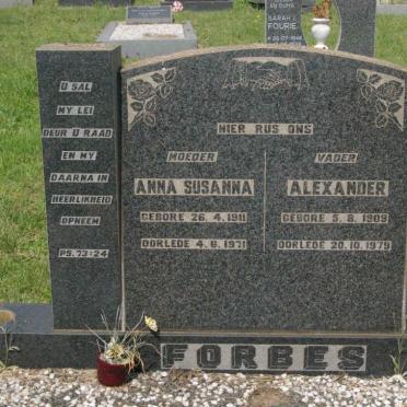 FORBES Alexander 1909-1979 &amp; Anna Susanna 1911-1971