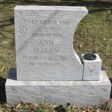 MALAN Ann 1912-1989