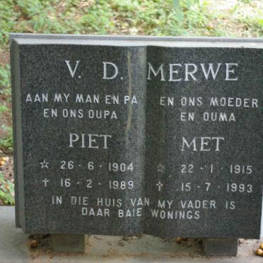 MERWE Piet,  v.d.1904-1989 &amp; Met 1915-1993