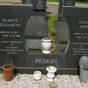 PESKIN Isaac John 1912-1989 &amp; Gladys Elizabeth 1917-1985