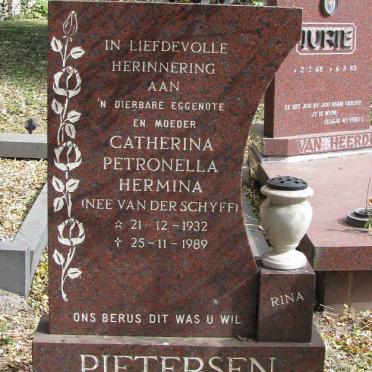 PIETERSEN Catherina Petronella Hermina nee VAN DER SCHYFF 1932-1989