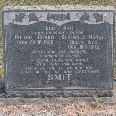 SMIT Pieter Gerrit -1950 &amp; Gezina J. Maria VAN WYK -1945