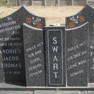 SWART Andries Jacob Thomas 1925- &amp; Fredrika Martha Johanna 1927-1989