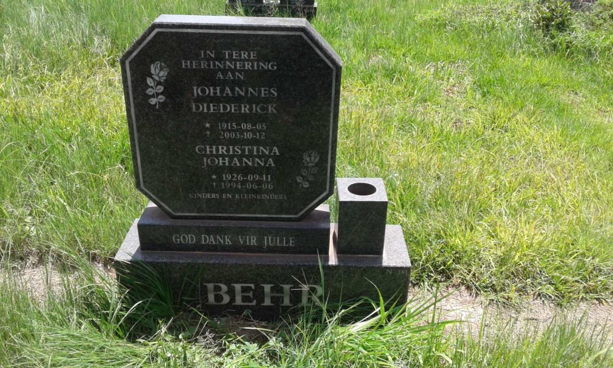 BEHR Johannes Diederick 1915-2003 & Christina Johanna SMIT 1926-1994