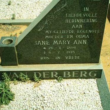 BERG Jane Mary Ann, van den 1896-1975