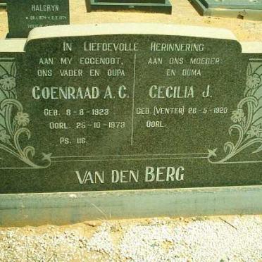 BERG Coenraad A.C., van den 1923-1973 &amp; Cecilia J. VENTER 1920-