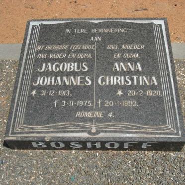 BOSHOFF Jacobus Johannes 1913-1975 &amp; Anna Christina 1920-1983