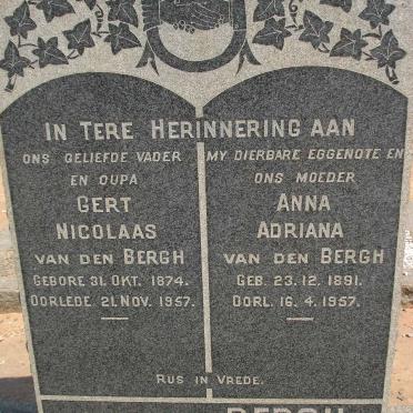 BERGH Gert Nicolaas, van den 1874-1957 &amp; Anna Adriana 1891-1957