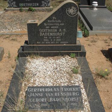 BADENHORST Gertruida A.S. 1877-1959 :: JANSEN VAN RENSBURG Gertruida A.S. nee BADENHORST 1946-1980