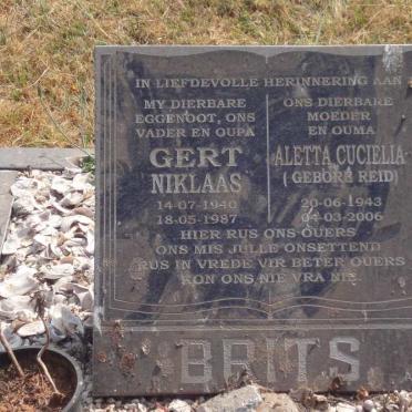 BRITS Gert Niklaas 1940-1987 &amp; Aletta Cuciellia REID 1943-2006