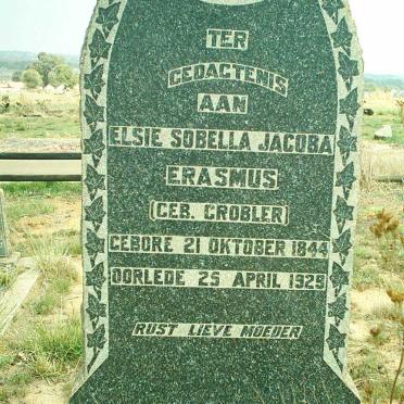 ERASMUS Elsie Sobella Jacoba nee GROBLER 1844-1929