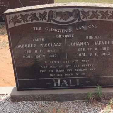 HALL Jacobus Nicolaas 1884-1967 &amp; Johanna Harnolina 1898-1963