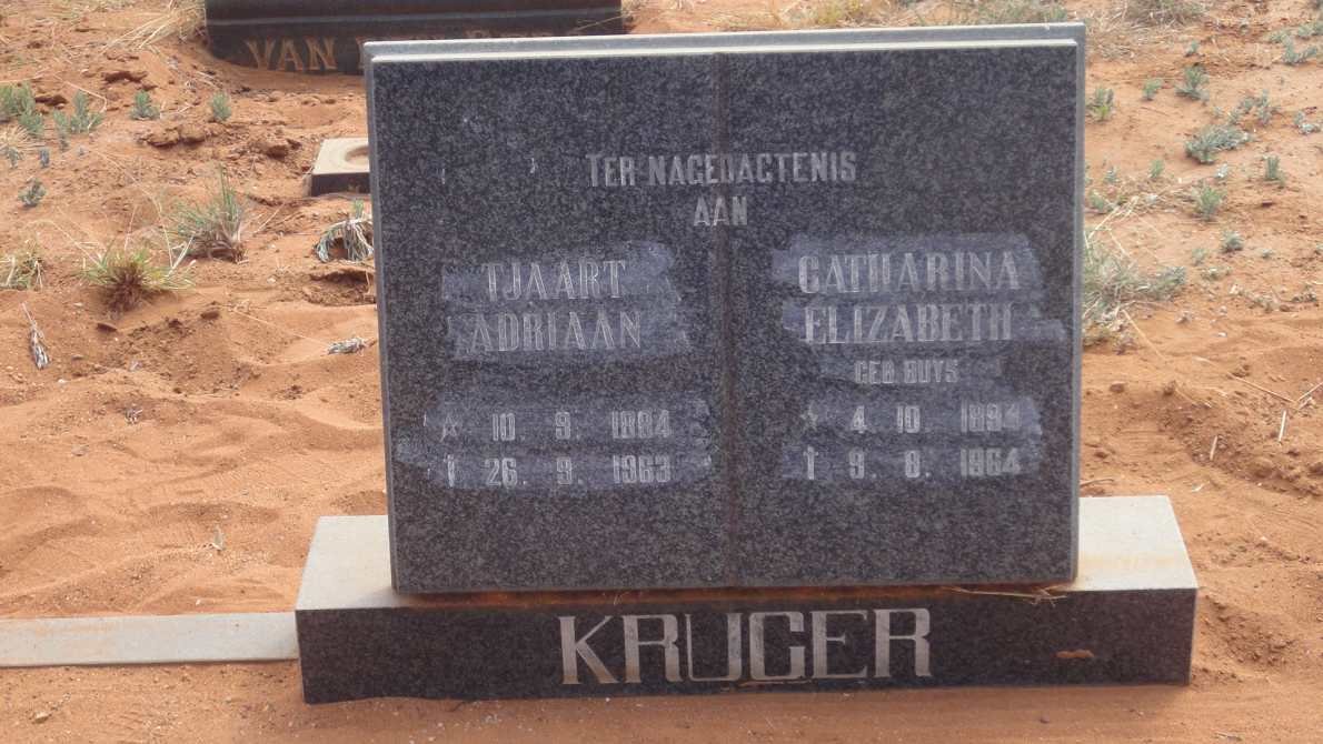 KRUGER Tjaart Adriaan 1884-1963 &amp; Catharina Elizabeth BUYS 1894-1964