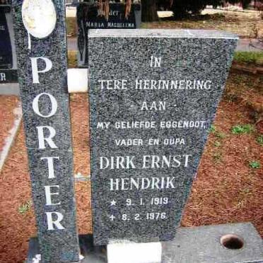 PORTER Dirk Ernst Hendrik 1919-1976