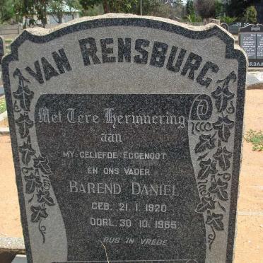 RENSBURG Barend Daniel, van 1920-1965