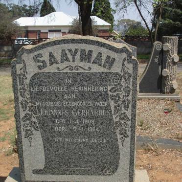 SAAYMAN Johannes Gerhardus 1909-1964